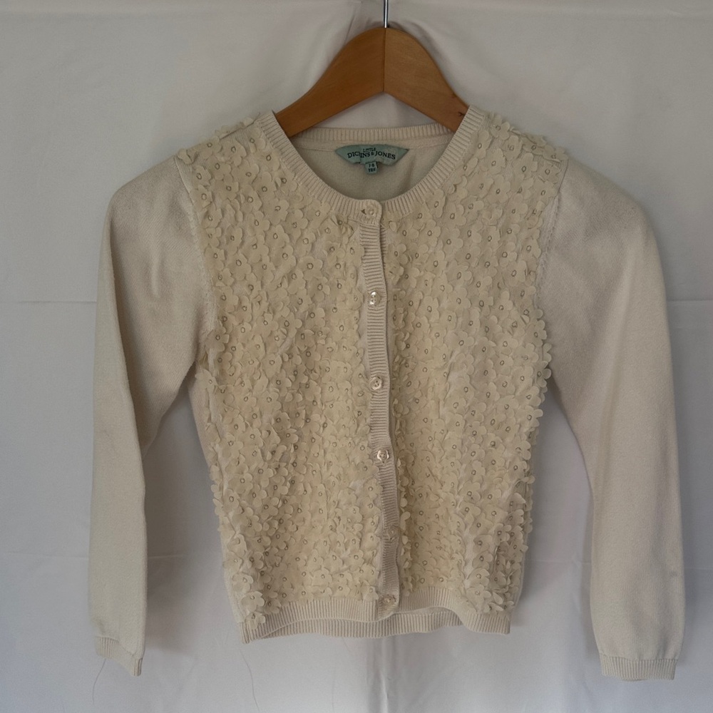 Cream floral Cardigan for Girls size 7-8,  Little Dickins & Jones